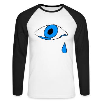 Cri de larme oculaire - T-shirt baseball manches longues Homme - blanc/noir - Devant - Nik (191cm)