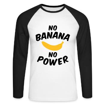 Pas de banane pas de puissance (banane) - T-shirt baseball manches longues Homme - blanc/noir - Devant - Nik (191cm)