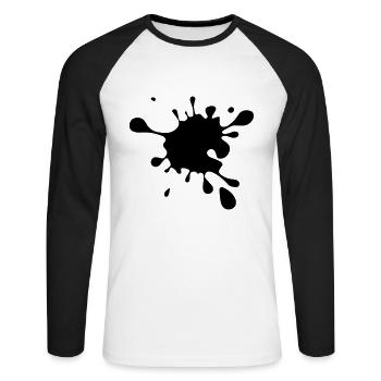 Splash BLOB Simmental paint dirty dirt - Unisex Long Sleeve Baseball T-Shirt - white/black - Front - Nik (191cm)