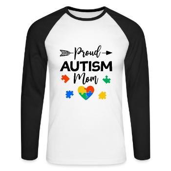 Proud Autism Mom Autisme Awareness Cadeau - T-shirt baseball manches longues Homme - blanc/noir - Devant - Nik (191cm)
