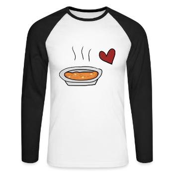 Suppe rotes - Unisex Baseballshirt langarm - Weiß/Schwarz - Vorne - Nik (191cm)
