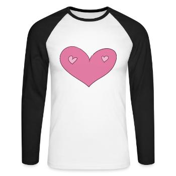 cœur coeur - T-shirt baseball manches longues Homme - blanc/noir - Devant - Nik (191cm)