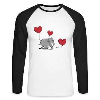 elephant balloon heart animal symbol - Unisex Long Sleeve Baseball T-Shirt - white/black - Front - Nik (191cm)