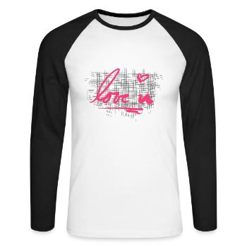 Crosses Pattern I love your heart - Unisex Long Sleeve Baseball T-Shirt - white/black - Front - Nik (191cm)