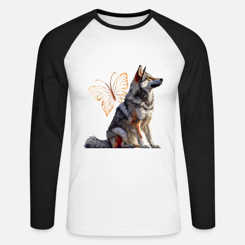 Elchhund - Unisex Baseballshirt langarm - Weiß/Schwarz