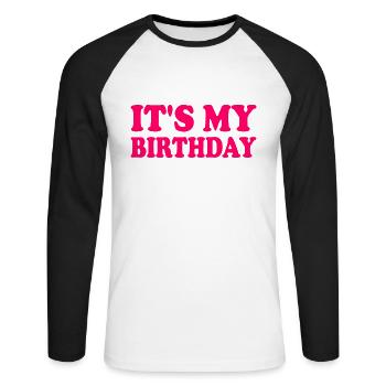 It's my birthday - T-shirt baseball manches longues Homme - blanc/noir - Devant - Nik (191cm)