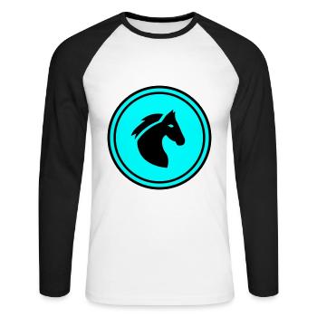Icône Cheval Cheval - T-shirt baseball manches longues Homme - blanc/noir - Devant - Nik (191cm)