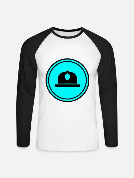 Feuerwehrhelm - Unisex Baseballshirt langarm - Weiß/Schwarz