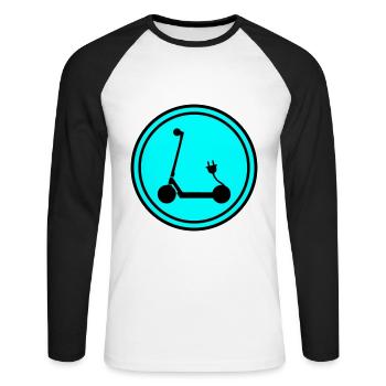 Icône E-scooter - T-shirt baseball manches longues Homme - blanc/noir - Devant - Nik (191cm)