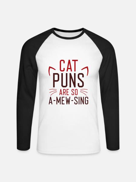 Katzenspiele sind so amüsant - Unisex Baseballshirt langarm - Weiß/Schwarz