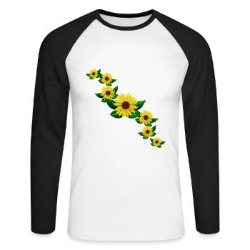 Sunflower yellow sunflower pattern blossom floral - Unisex Long Sleeve Baseball T-Shirt - white/black - Front - Nik (191cm)