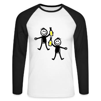 Boire une bouteille de bière - T-shirt baseball manches longues Homme - blanc/noir - Devant - Nik (191cm)
