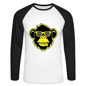 Tête de singe lunettes de soleil Party - T-shirt baseball manches longues Homme - blanc/noir - Devant - Nik (191cm)