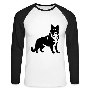 Akita Inu Dog - Unisex Long Sleeve Baseball T-Shirt - white/black - Front - Nik (191cm)