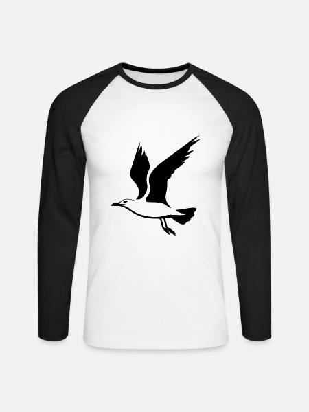 Möwe - Unisex Baseballshirt langarm - Weiß/Schwarz