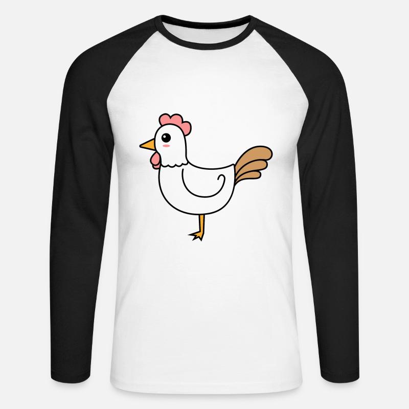 Hahn Comic Tier - Unisex Baseballshirt langarm - Weiß/Schwarz