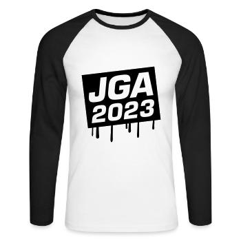 Jga 2023 Junggesellenabschied - Unisex Baseballshirt langarm - Weiß/Schwarz - Vorne - Nik (191cm)
