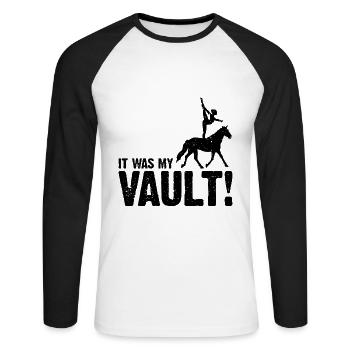Conception acrobatique de voûte et cheval équestre - T-shirt baseball manches longues Homme - blanc/noir - Devant - Nik (191cm)