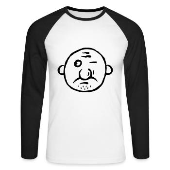 Visage gangster méchant Bandit - T-shirt baseball manches longues Homme - blanc/noir - Devant - Nik (191cm)