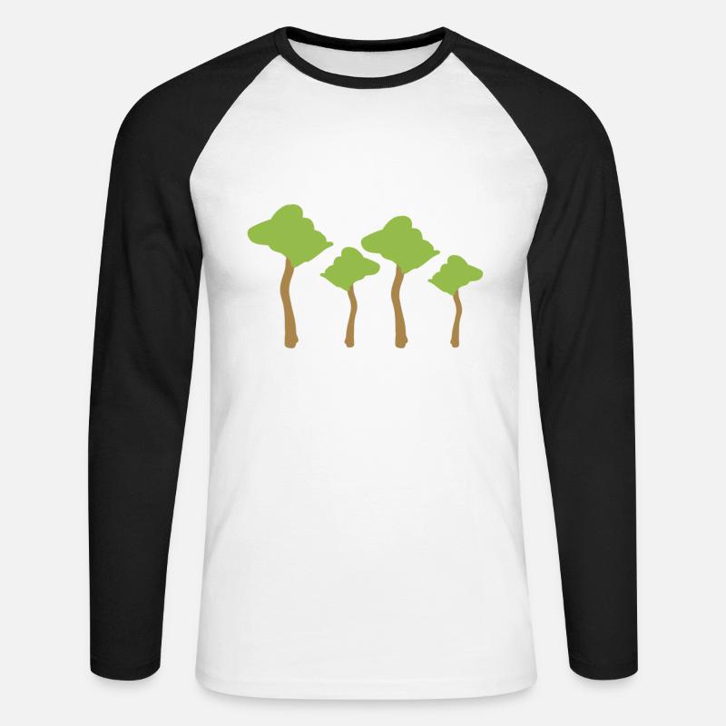 vier Bäume Baum Wald - Unisex Baseballshirt langarm - Weiß/Schwarz