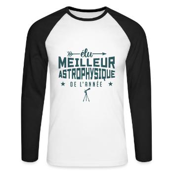 ÉLU MEILLEUR ASTROPHYSICIEN DE L'ANNÉE - T-shirt baseball manches longues Homme - blanc/noir - Devant - Nik (191cm)