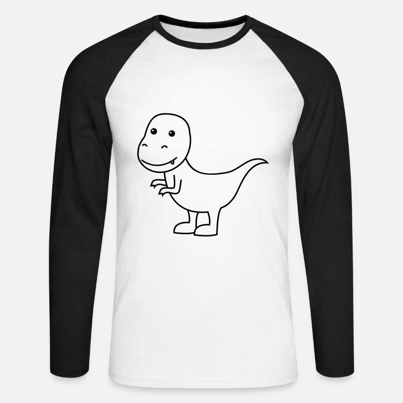 Dinosaurier T-Rex Comic - Unisex Baseballshirt langarm - Weiß/Schwarz