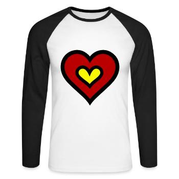 Herz Symbol Liebe - Unisex Baseballshirt langarm - Weiß/Schwarz - Vorne - Nik (191cm)