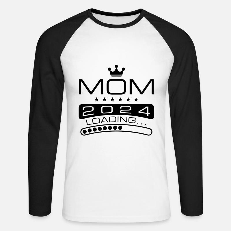 Mama 2024 Loading Mom - Unisex Baseballshirt langarm - Weiß/Schwarz