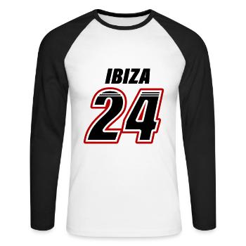 Ibiza 24 - T-shirt baseball manches longues Homme - blanc/noir - Devant - Nik (191cm)