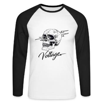 Skull T-Shirt - Unisex Baseballshirt langarm - Weiß/Schwarz - Vorne - Nik (191cm)