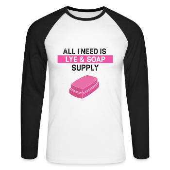Conception de fabrication de savon pour les conceptions de fabricants de savon - T-shirt baseball manches longues Homme - blanc/noir - Devant - Nik (191cm)