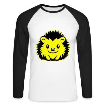 hérisson bande dessinée mignon - T-shirt baseball manches longues Homme - blanc/noir - Devant - Nik (191cm)