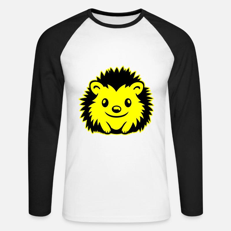 Hedgehog Comic Cute - Unisex Long Sleeve Baseball T-Shirt - white/black