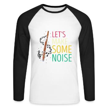 Basson pour basson anches et bassoniste - T-shirt baseball manches longues Homme - blanc/noir - Devant - Nik (191cm)