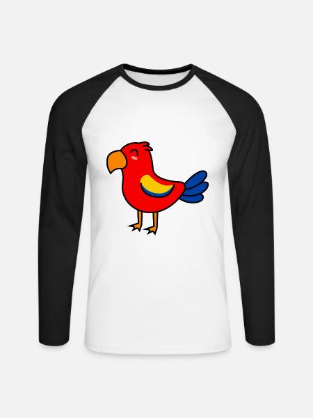 Papagai Comic Tier - Unisex Baseballshirt langarm - Weiß/Schwarz