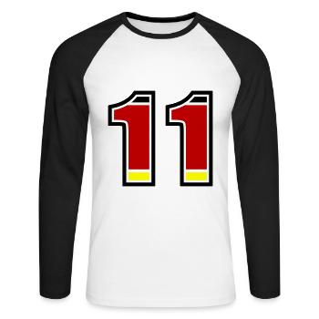 Maillot Allemagne numéro 11 - T-shirt baseball manches longues Homme - blanc/noir - Devant - Nik (191cm)