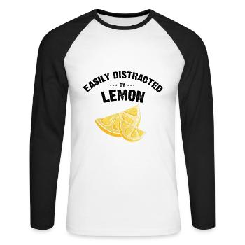 Lemonade Lemon Lemonade Lemonade Lemonade Stand Design - Unisex Long Sleeve Baseball T-Shirt - white/black - Front - Nik (191cm)