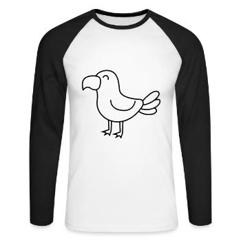 Adler Comic Tier - Unisex Baseballshirt langarm - Weiß/Schwarz - Vorne - Nik (191cm)