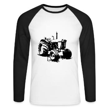 Tracteur Farmer Symbole Farmer - T-shirt baseball manches longues Homme - blanc/noir - Devant - Nik (191cm)