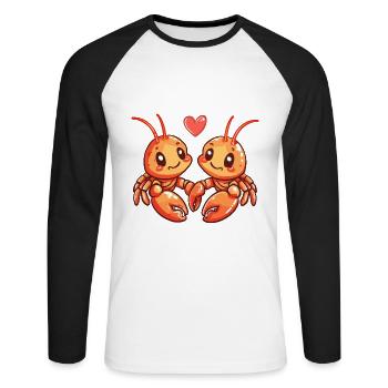 Couple De Homard Amoureux Cancer Animal Saint Valentin - T-shirt baseball manches longues Homme - blanc/noir - Devant - Nik (191cm)