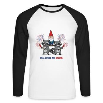 Raccoon 4th of July Fireworks Party - Unisex Long Sleeve Baseball T-Shirt - white/black - Front - Nik (191cm)