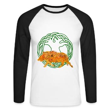 eber gullinborsti e 266 - Unisex Baseballshirt langarm - Weiß/Schwarz - Vorne - Nik (191cm)