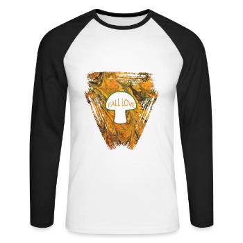 champignon e 116 - T-shirt baseball manches longues Homme - blanc/noir - Devant - Nik (191cm)