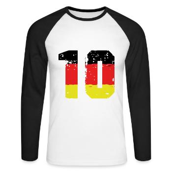 10 Numéro Allemagne Jersey - T-shirt baseball manches longues Homme - blanc/noir - Devant - Nik (191cm)
