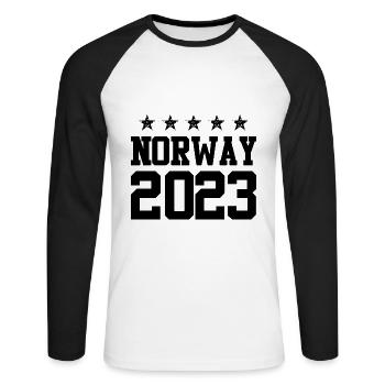 Norway 2023 - Unisex Baseballshirt langarm - Weiß/Schwarz - Vorne - Nik (191cm)