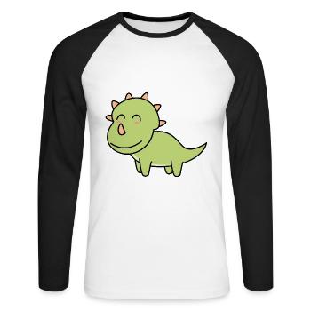 Dinosaur triceratops comic - Unisex Long Sleeve Baseball T-Shirt - white/black - Front - Nik (191cm)