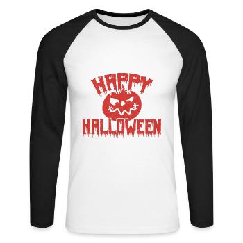 Happy Halloween - Unisex Long Sleeve Baseball T-Shirt - white/black - Front - Nik (191cm)