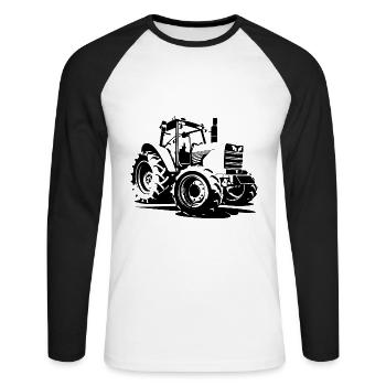 Traktor Bauer Farmer Symbol - Unisex Baseballshirt langarm - Weiß/Schwarz - Vorne - Nik (191cm)