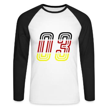 3 Zahl symbol Germany - Unisex Baseballshirt langarm - Weiß/Schwarz - Vorne - Nik (191cm)
