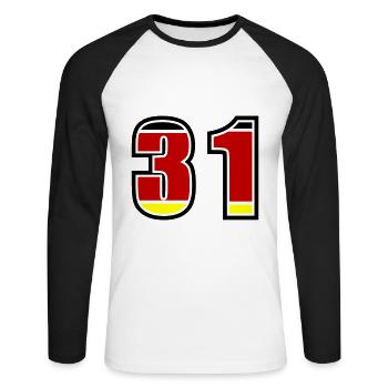 31 Nummer Deutschland Trikot - Unisex Baseballshirt langarm - Weiß/Schwarz - Vorne - Nik (191cm)